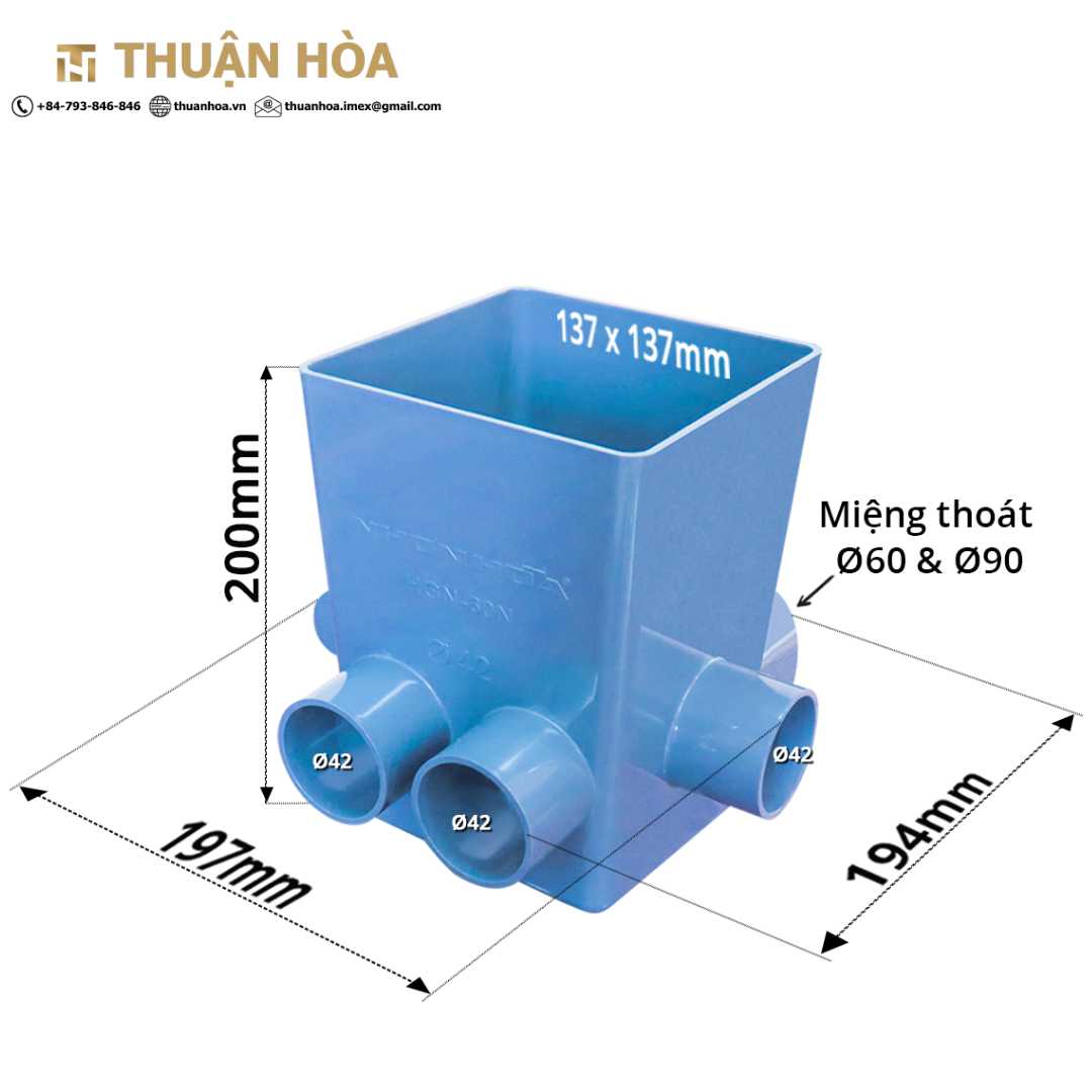 HỘP GA THU NƯỚC PHÒNG TẮM 60N
